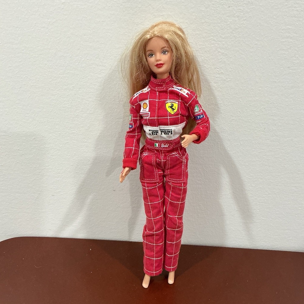 Vintage Barbie Ferrari Racing Doll 12in Red Jumpsuit Outfit No Shoes Or Helmet